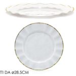 SET PIATTI 6 PZ 8.5CM BIANCO C/BORDO ORO ART.491944