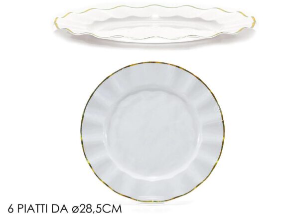 SET PIATTI 6 PZ 8.5CM BIANCO C/BORDO ORO ART.491944