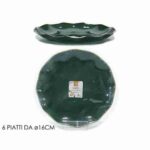 SET PIATTI 6 PZ 6CM VERDE SCURO C/BORDO ORO ART.491957