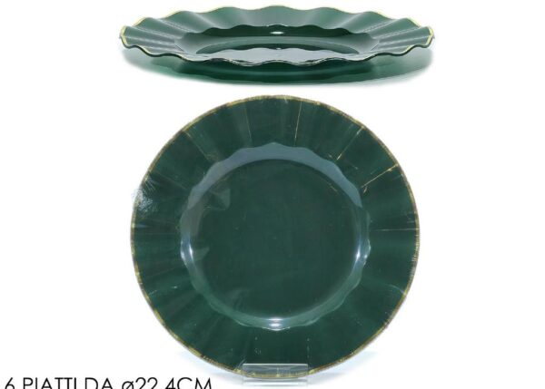 PIATTI SET 6 2.4CM VERD. SC. C/BOR. ORO ART.491958