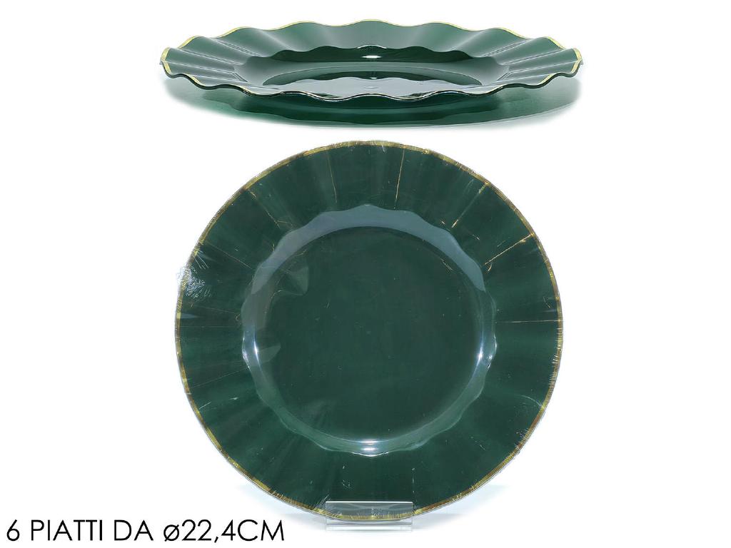 PIATTI SET 6 2.4CM VERD. SC. C/BOR. ORO ART.491958 PIATTI SET 6 2.4CM VERD. SC. C/BOR. ORO ART.491958