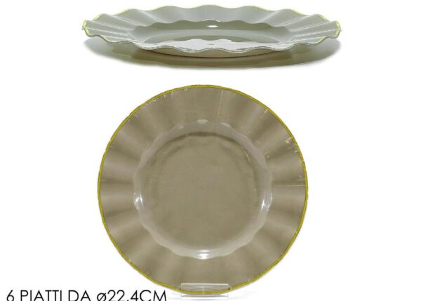 PIATTI SET 6 2.4CM TORTORA C/BORDO OR ART.491963