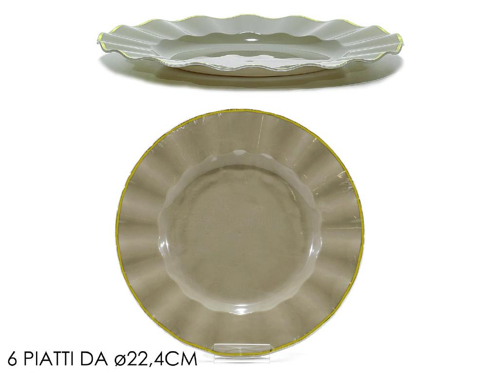 PIATTI SET 6 2.4CM TORTORA C/BORDO OR ART.491963 PIATTI SET 6 2.4CM TORTORA C/BORDO OR ART.491963