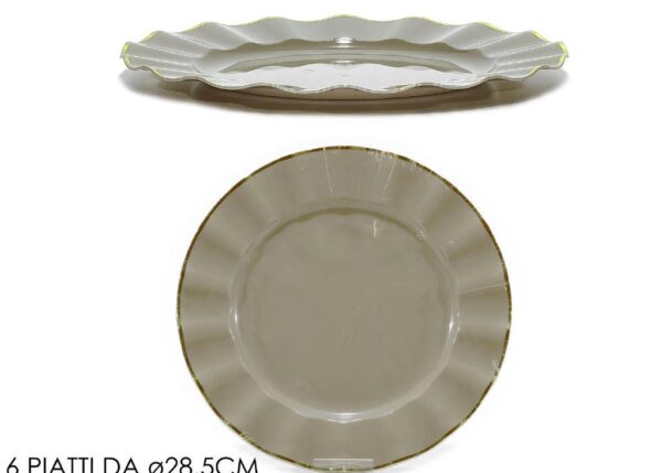 PIATTI SET 6 8.5CM TORTORA C/BORDO OR ART.491964
