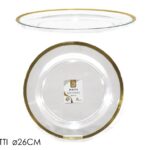 SET PIATTI 6 PZ 6CM TRASPARENTI C/BORDO ORO ART.491822