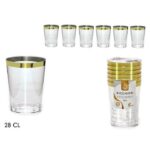 SET BICCHIERI 6 PZ 28CL TRASPARENTI C/BORDO ORO ART.491830