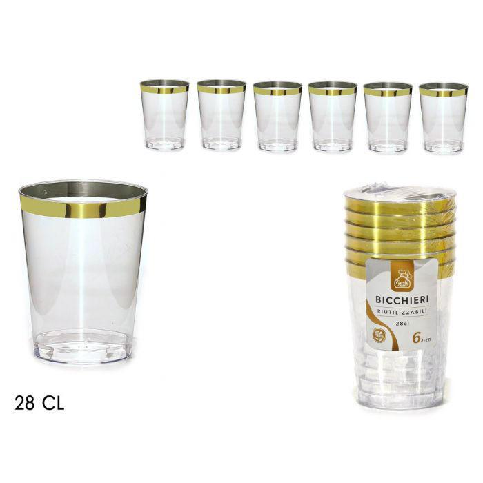 SET BICCHIERI 6 PZ 28CL TRASPARENTI C/BORDO ORO ART.491830 SET BICCHIERI 6 PZ 28CL TRASPARENTI C/BORDO ORO ART.491830