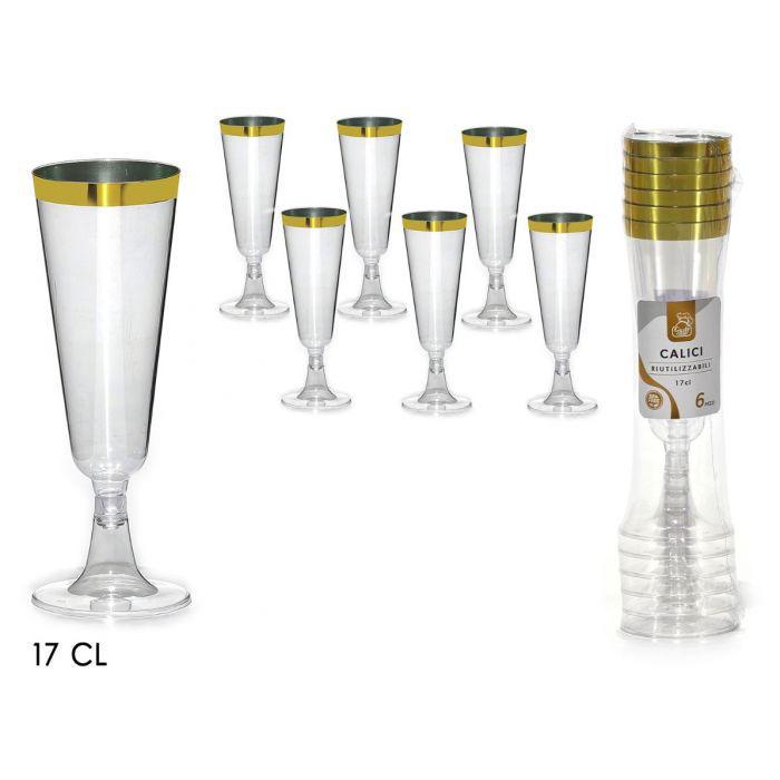 SET CALICI 6 PZ 17CL TRASPARENTI C/BORDO ORO ART.491833 SET CALICI 6 PZ 17CL TRASPARENTI C/BORDO ORO ART.491833