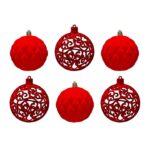 PALLE DI NATALE SET 6PZ VELVET ROSSO 3ASS. ART.302590