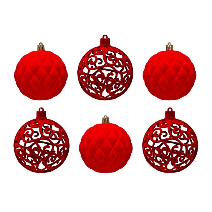 PALLE DI NATALE SET 6PZ VELVET ROSSO 3ASS. ART.302590 PALLE DI NATALE SET 6PZ VELVET ROSSO 3ASS. ART.302590