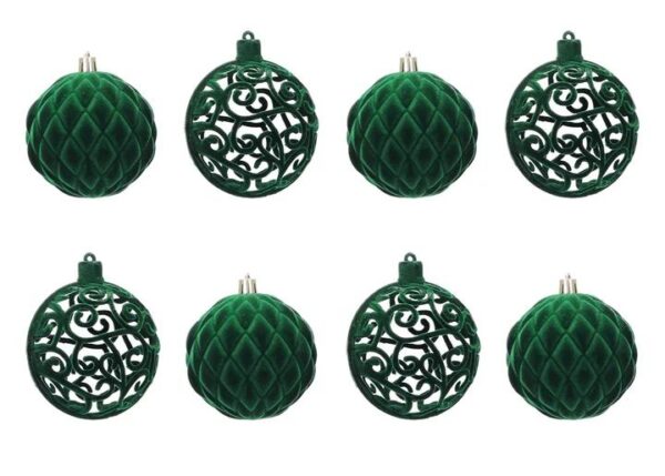 PALLE DI NATALE SET 6PZ VELVET VERDE SCURO 3ASS ART.302599