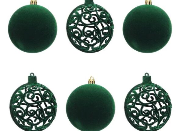 PALLE DI NATALE SET 6PZ VELVET VERDE SCURO 3ASS ART.302600