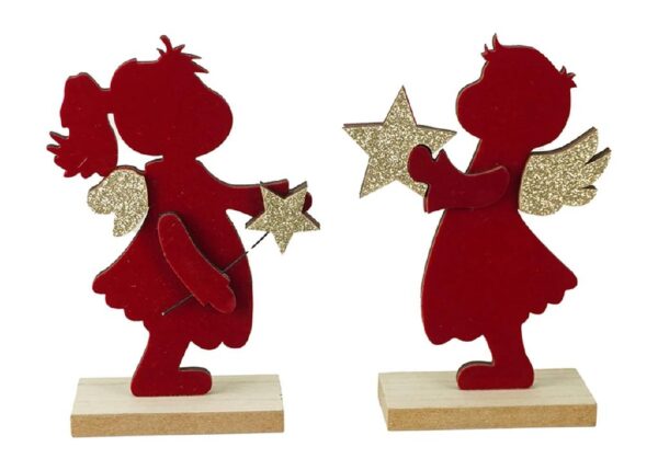 ANGELO IN LEGNO 15X10,3CM M.369-70 ROSSO 2ASS ART.69302010