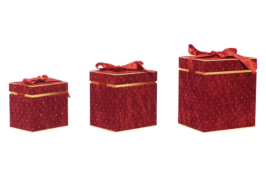 SCATOLA QUADRATA GRANDE D.25CM BORDEAUX ART.7342007 SCATOLA QUADRATA GRANDE D.25CM BORDEAUX ART.7342007