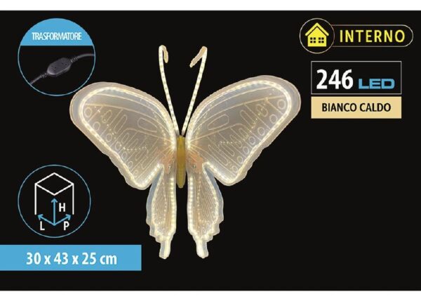 FARFALLA C/246LED BIANCO CALDO 30X43X25CM ART.7103043
