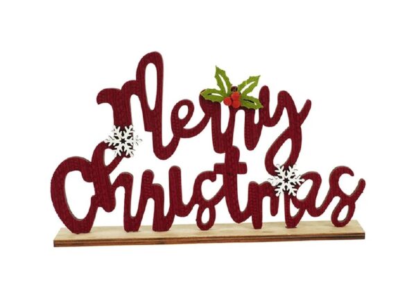 DECORAZIONE NATALIZIA SCRITTA MERRY CHRISTMAS 22X4X13.5CM M.514 ROSSO ART.69301546