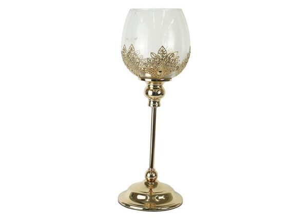 PORTACANDELA METALLO+VETRO 12,5X37CM M.029 ORO ART.6862112