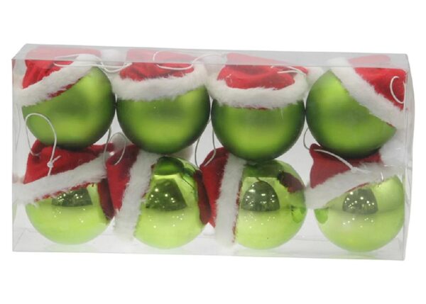 SFERE DI NATALE BOX 8 7CM LUCIDA/MATTA VERDE ART.7177002