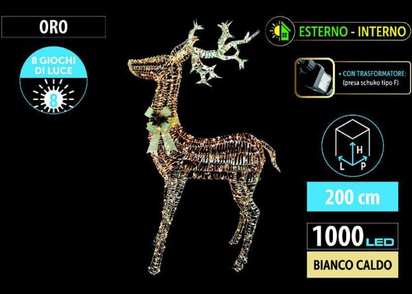 RENNA 1000 LED 200CM 8F IP44 ORO/CALDO ART.5169220