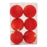 PALLE DI NATALE IN VELLUTO SET/6PZ 8CM ROSSO ART.41053977