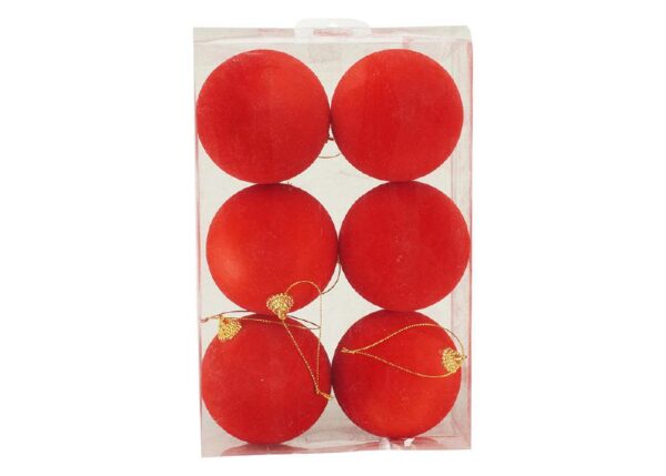 PALLE DI NATALE IN VELLUTO SET/6PZ 8CM ROSSO ART.41053977
