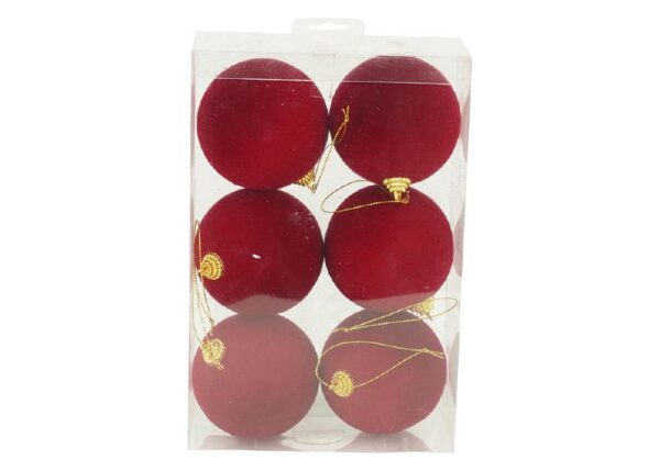 PALLE DI NATALE IN VELLUTO SET/6PZ 8 CM BORDEAUX ART.41053978