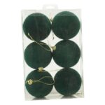 PALLE DI NATALE IN VELLUTO SET/6PZ 8CM VERDE SCURO ART.41053980