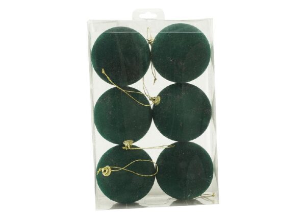 PALLE DI NATALE IN VELLUTO SET/6PZ 8CM VERDE SCURO ART.41053980