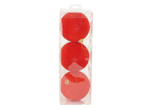 PALLE DI NATALE IN VELLUTO SET/3PZ 10CM ROSSO ART.41053981