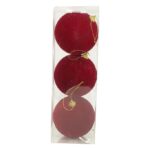 PALLE DI NATALE IN VELLUTO SET/3PZ 10CM BORDEAUX ART.41053982
