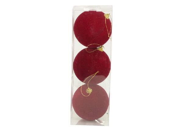 PALLE DI NATALE IN VELLUTO SET/3PZ 10CM BORDEAUX ART.41053982