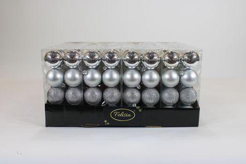 PALLE DI NATALE PLASTICA ARGENTO LUCIDO 5CM 12PZ