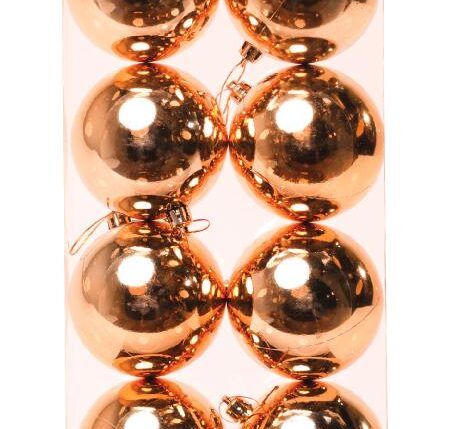 PALLE DI NATALE PLASTICA ORO LUCIDE 8CM - 8PZ