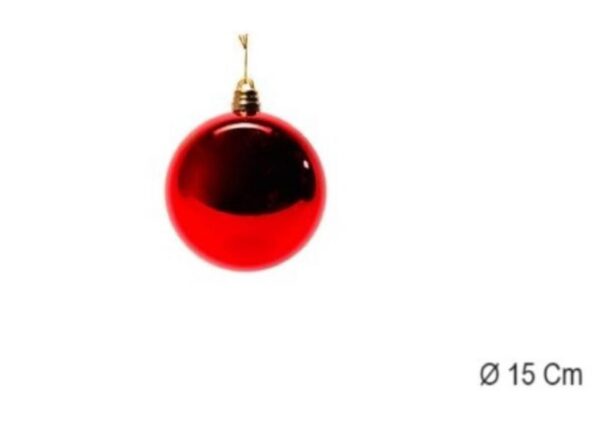 PALLA DI NATALE PLASTICA ROSSA LUCIDA 15CM