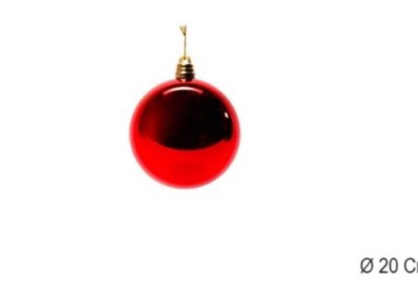 PALLA DI NATALE PLASTICA ROSSA LUCIDA 20CM