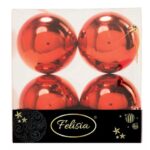 PALLE DI NATALE PLASTICA ROSSE LUCIDE 10CM - 4PZ