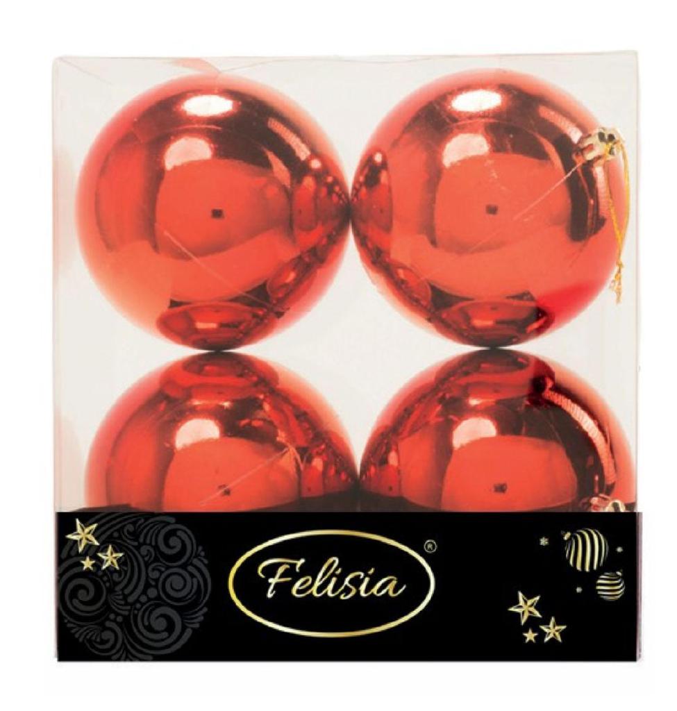 PALLE DI NATALE PLASTICA ROSSE LUCIDE 10CM - 4PZ PALLE DI NATALE PLASTICA ROSSE LUCIDE 10CM - 4PZ