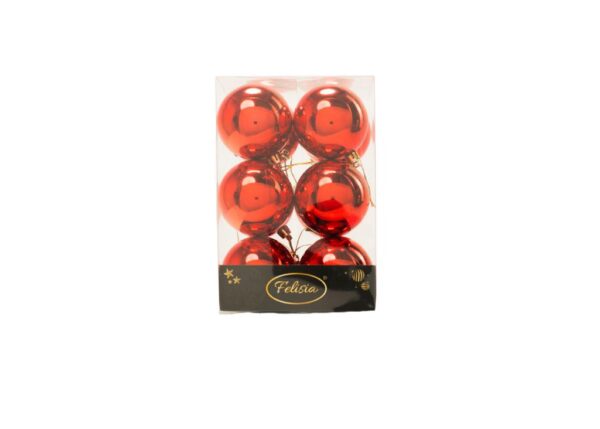 PALLE DI NATALE PLASTICA ROSSE LUCIDE 7CM - 12PZ
