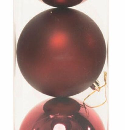 PALLE DI NATALE PLASTICA BURGUNDY ASS.TE LUCIDE + OPACHE 10CM - 3PZ