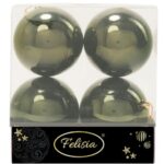 PALLE DI NATALE PLASTICA VERDE ALBERO LUCIDE 10CM - 4PZ