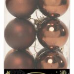 PALLE DI NATALE PLASTICA BROWN COFFEE ASS.TE LUCIDE + OPACHE 6CM - 12PZ