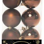 PALLE DI NATALE PLASTICA BROWN COFFEE ASS.TE LUCIDE + OPACHE 8CM - 6PZ