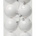 PALLE DI NATALE PLASTICA BIANCHE LUCIDE 8CM - 8PZ