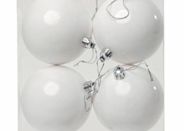 PALLE DI NATALE PLASTICA BIANCHE LUCIDE 8CM - 8PZ