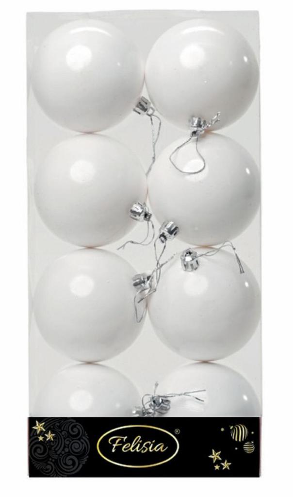 PALLE DI NATALE PLASTICA BIANCHE LUCIDE 8CM - 8PZ PALLE DI NATALE PLASTICA BIANCHE LUCIDE 8CM - 8PZ