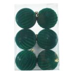 PALLE DI NATALE IN VELLUTO SET/6PZ 8 CM VERDE ART.407227036