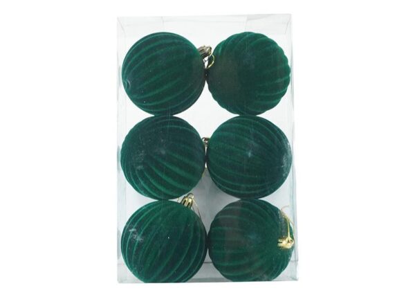 PALLE DI NATALE IN VELLUTO SET/6PZ 8 CM VERDE ART.407227036