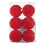 PALLE DI NATALE IN VELLUTO SET/6PZ 8 CM M.74 ROSSO ART.407227038