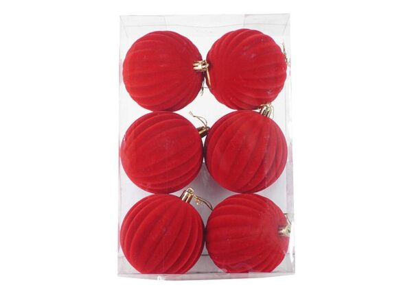 PALLE DI NATALE IN VELLUTO SET/6PZ 8 CM M.74 ROSSO ART.407227038