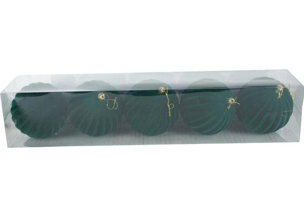 PALLE DI NATALE IN VELLUTO SET/5PZ 10 CM VERDE SCURO ART.407227040
